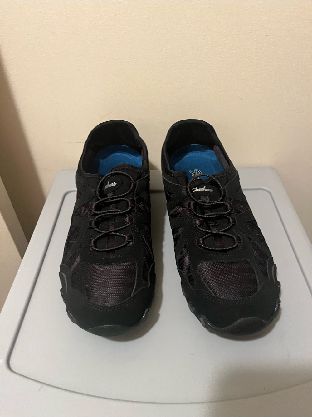 Skechers Bikers Women's Size 8 Wide Black Shoes Bungee Slip On Sneaker